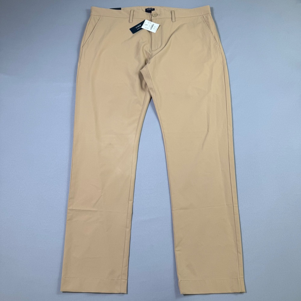 J.Crew Tech Pants Mens 34x30(Fits 36x30) Tan Khaki Slim Fit Flex Golf Preppy NEW